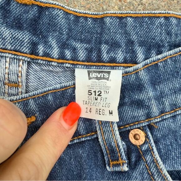 Vintage 90’s Levi's 512 Slim Fit Tapered Leg Mom Blue Jeans Stone Washed 14 Reg - Picture 7 of 11
